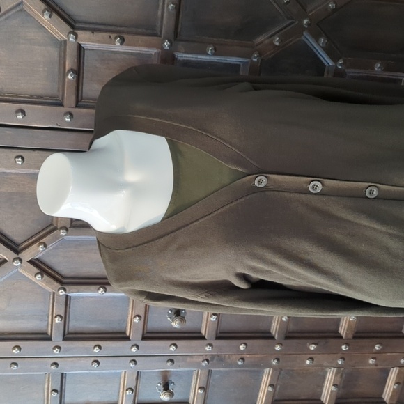 Two piece size L Tall and L Olive green cardigan and tank set, super soft - Picture 2 of 9